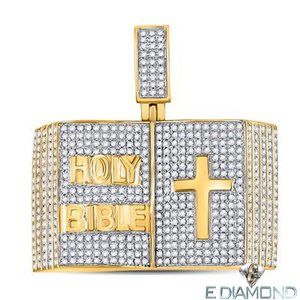 Back Order . 10K Solid Gold 1.50 Carat Natural Diamond Holy Bible Pendant